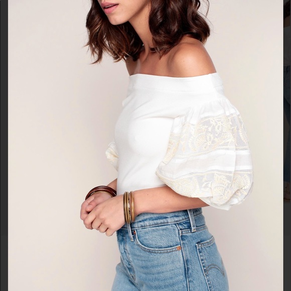 Free People ‘Rock It’ Top w/Embroidered Sleeves. - Picture 7 of 7